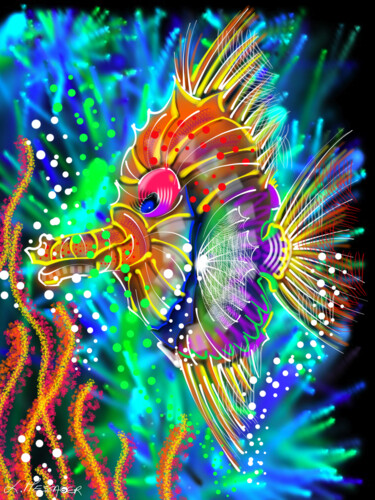 Digital Arts titled "Fishippo" by Laurent Messager, Original Artwork, Digital Painting