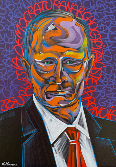 Painting titled "Vlad" by Laurent Messager, Original Artwork, Oil Mounted on Wood Stretcher frame