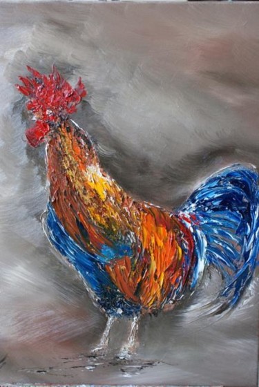 Painting titled "Le coq 2" by Laurent Pate, Original Artwork