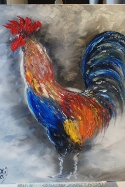 Painting titled "le chant du coq" by Laurent Pate, Original Artwork