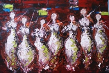 Painting titled "orchestre au féminin" by Laurent Pate, Original Artwork