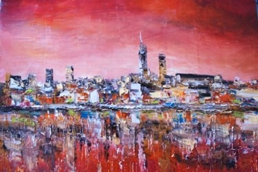 Painting titled "red in new york" by Laurent Pate, Original Artwork
