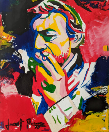 Painting titled "Serge Gainsbourg" by Laurent Perazza, Original Artwork, Acrylic Mounted on Wood Stretcher frame