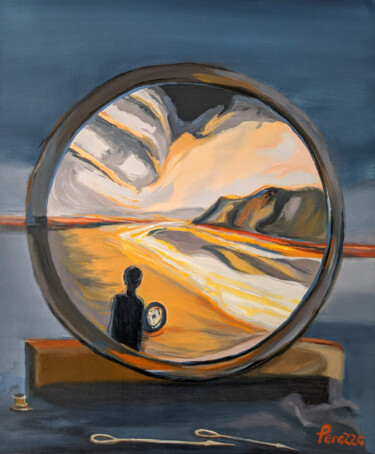 Painting titled "Vision à travers la…" by Laurent Perazza, Original Artwork, Oil Mounted on Wood Stretcher frame