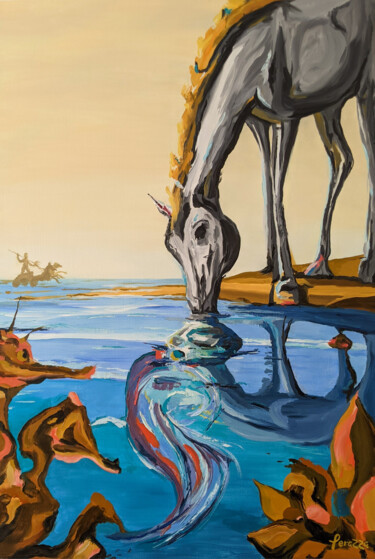 Картина под названием "Le baiser hippocamp…" - Laurent Perazza, Подлинное произведение искусства, Масло Установлен на Деревя…