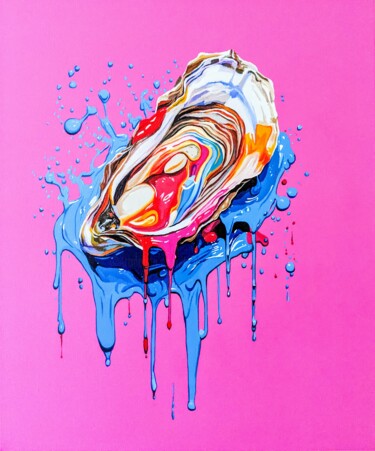 Pintura titulada "Oyster Splash" por Laurent Perazza, Obra de arte original, Acrílico Montado en Bastidor de camilla de made…