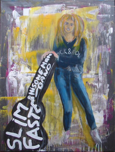 Pintura intitulada "Claudia Rock'n'Roll" por Laurent Pesteil, Obras de arte originais, Acrílico