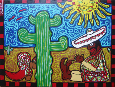 Painting titled "Aïe Aïe Aïe, Mexico" by Laurent Pesteil, Original Artwork, Acrylic