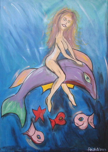 Malerei mit dem Titel "Aqua Whoua" von Laurent Pesteil, Original-Kunstwerk, Acryl