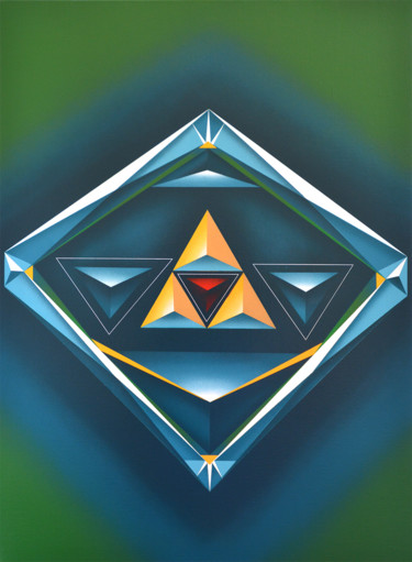 Painting titled "Triforce" by Laurent Peybernes, Original Artwork, Spray paint