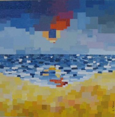Pittura intitolato "plage-au-couchant.j…" da Laurent Poloni, Opera d'arte originale, Olio