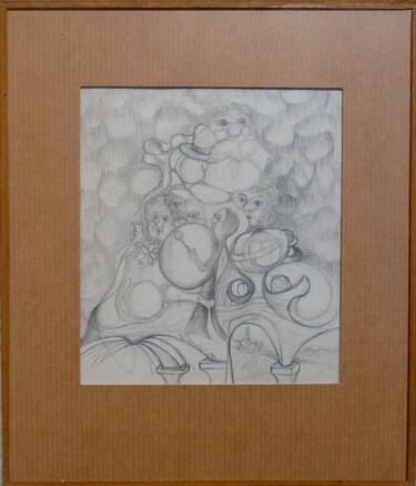 Drawing titled "12 dessin" by Laurent Pradat, Original Artwork, Pencil Mounted on Cardboard
