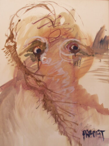 Malerei mit dem Titel "40 regard" von Laurent Pradat, Original-Kunstwerk, Öl