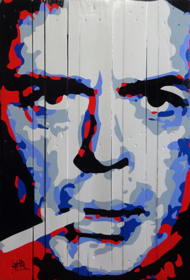 Painting titled "Jacques Brel" by Laurent Roybet, Original Artwork, Acrylic
