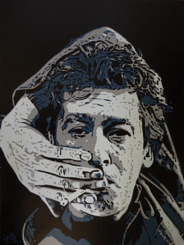 Peinture intitulée "Alain Bashung" par Laurent Roybet, Œuvre d'art originale, Bombe aérosol