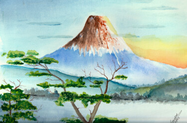 Peinture intitulée "ma montagne" par Laurent Senechau, Œuvre d'art originale, Aquarelle