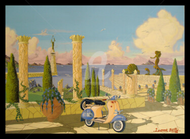 Peinture intitulée "Vespa en ballade" par Laurent Berthe, Œuvre d'art originale