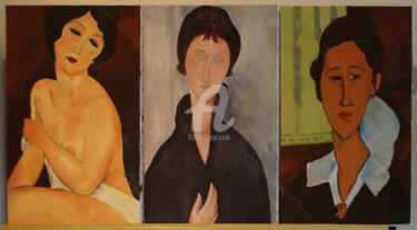 Malerei mit dem Titel "3 Portraits de Femm…" von Laurent Berthe, Original-Kunstwerk, Öl