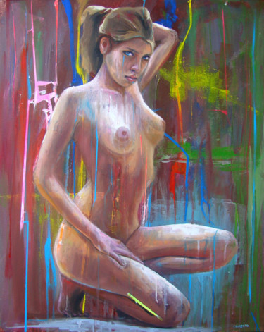 Painting titled "Nudité, ZH478" by Laurent Chimento, Original Artwork