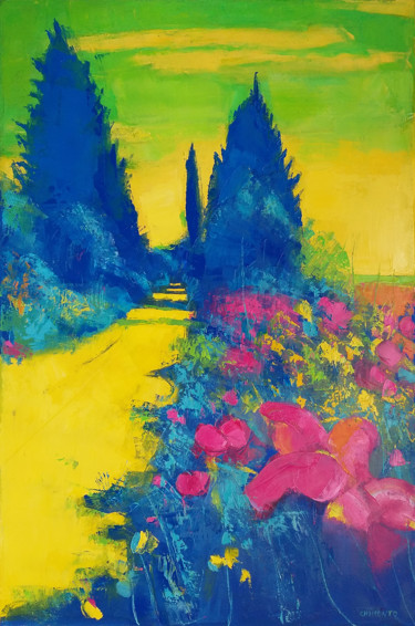 Painting titled "Promenade.jpg" by Laurent Chimento, Original Artwork, Oil