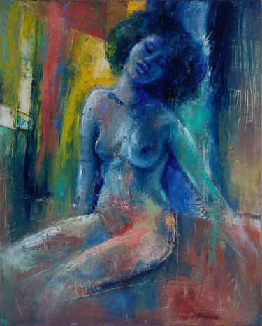 Painting titled "L'extase" by Laurent Chimento, Original Artwork, Oil