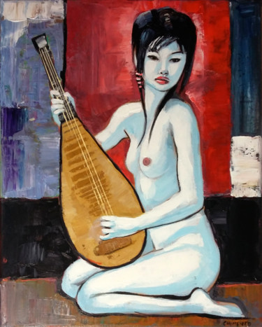 Painting titled "Geisha" by Laurent Chimento, Original Artwork, Acrylic
