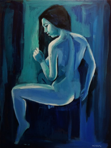 Painting titled "Bleu nu" by Laurent Chimento, Original Artwork, Acrylic