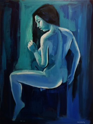 Bleu nu Peinture intitulée "Bleu nu" par Laurent Chimento, Œuvre d'art originale, Acrylique