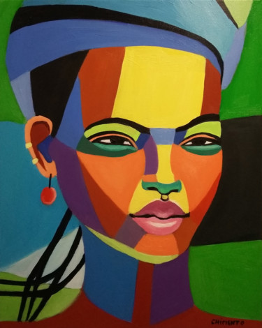 Painting titled "Zimba" by Laurent Chimento, Original Artwork, Oil Mounted on Wood Stretcher frame