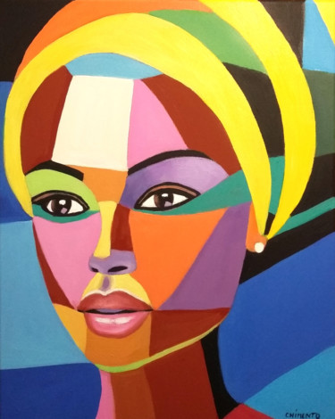 Painting titled "Anissa" by Laurent Chimento, Original Artwork, Oil Mounted on Wood Stretcher frame