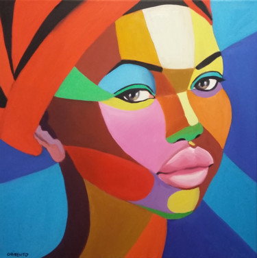 Painting titled "Awa" by Laurent Chimento, Original Artwork, Oil Mounted on Wood Stretcher frame