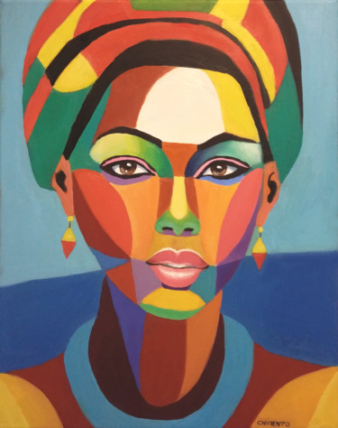 Painting titled "Lila" by Laurent Chimento, Original Artwork, Oil Mounted on Wood Stretcher frame