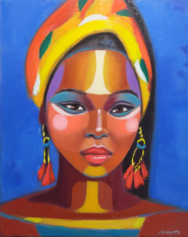 Painting titled "Alika" by Laurent Chimento, Original Artwork, Oil Mounted on Wood Stretcher frame