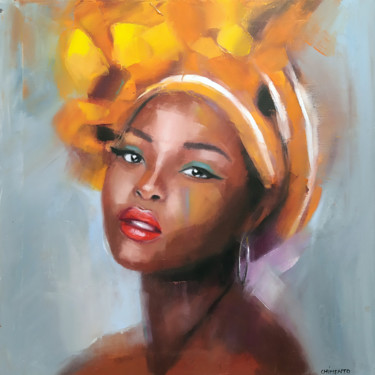 Painting titled "Beauté créole" by Laurent Chimento, Original Artwork, Oil Mounted on Wood Stretcher frame