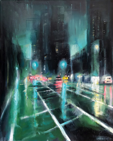 Картина под названием "NYC marcher dans la…" - Laurent Chimento, Подлинное произведение искусства, Масло