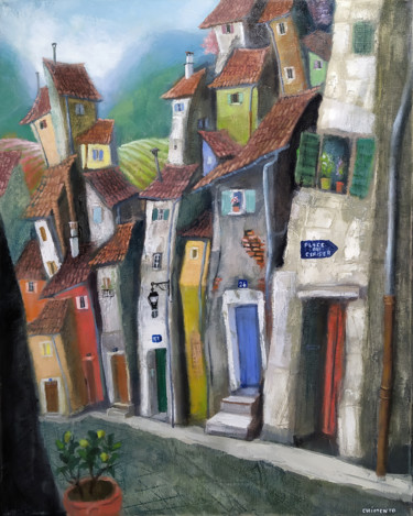 Painting titled "Petite Provence /2" by Laurent Chimento, Original Artwork, Oil Mounted on Wood Stretcher frame