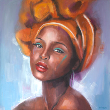 Painting titled "BEAUTÉ CRÉOLE (comm…" by Laurent Chimento, Original Artwork, Oil Mounted on Wood Stretcher frame