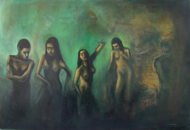 Painting titled "Des ténèbres à la l…" by Laurent Chimento, Original Artwork, Oil