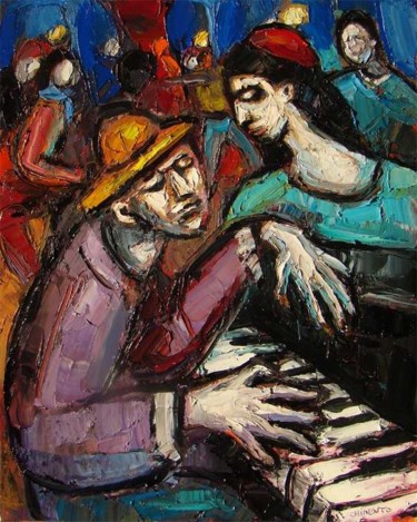 Painting titled "Le pianiste" by Laurent Chimento, Original Artwork