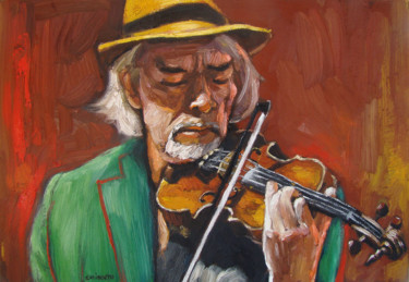 Painting titled "violoniste" by Laurent Chimento, Original Artwork