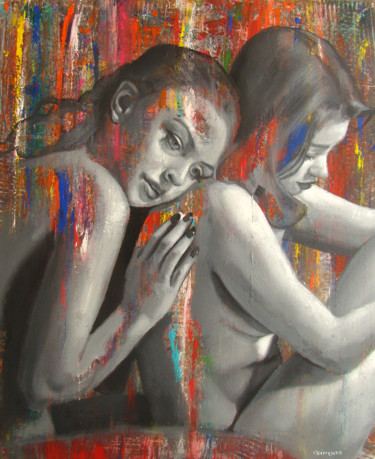 Malerei mit dem Titel "Les deux muses" von Laurent Chimento, Original-Kunstwerk