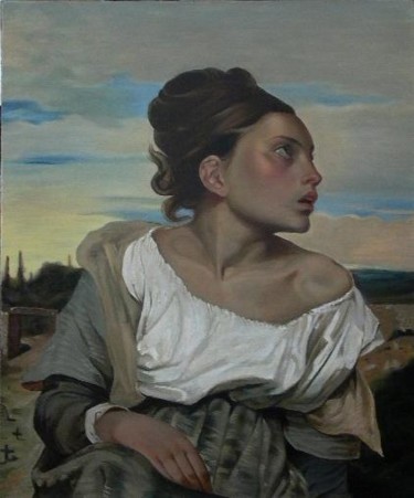 Schilderij getiteld "La jeune orpheline…" door Laurent Le Lann, Origineel Kunstwerk