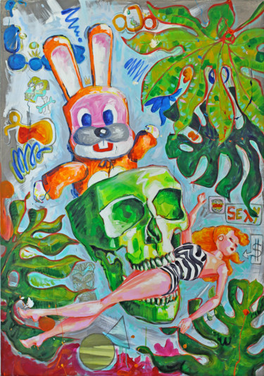Painting titled ""Plastic Jungle"" by Laurent Nurisso, Original Artwork, Acrylic