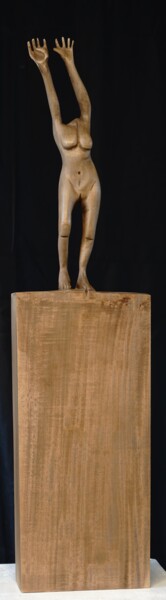 Escultura titulada "mais ou ai je la tê…" por Laurent Reverchon, Obra de arte original, Madera