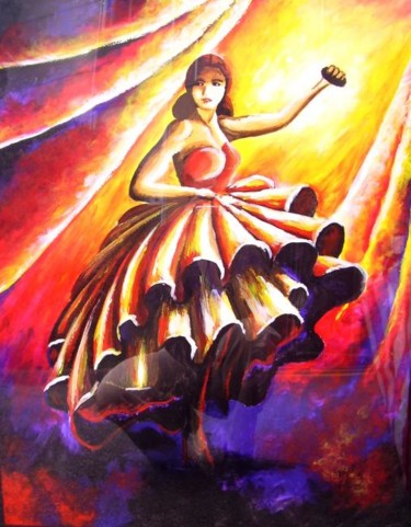 Painting titled "flamenco7" by Laure Vieusse, Original Artwork