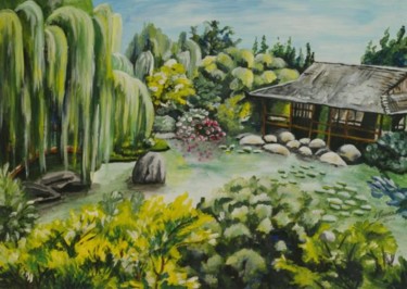 Dessin intitulée "jardin japonais à T…" par Laure Vieusse, Œuvre d'art originale