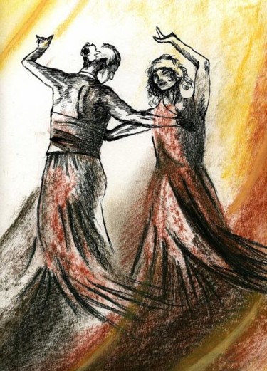 Peinture intitulée "danse gitane 2" par Laure Vieusse, Œuvre d'art originale