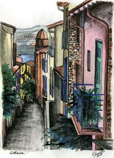 Drawing titled "collioure" by Laure Vieusse, Original Artwork