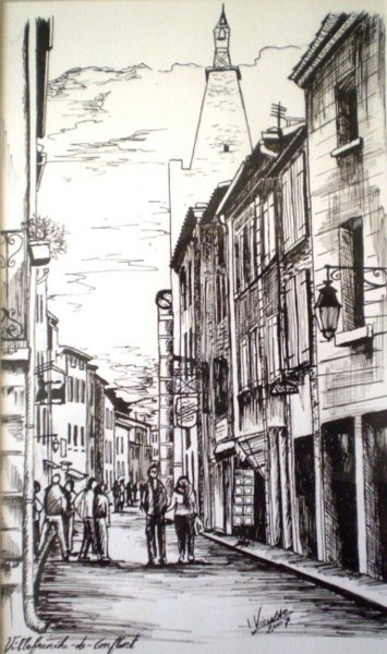 Drawing titled "villefranche-de-con…" by Laure Vieusse, Original Artwork