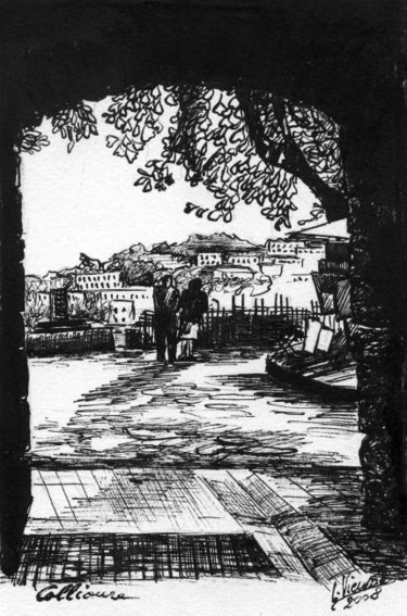 Drawing titled "Collioure" by Laure Vieusse, Original Artwork